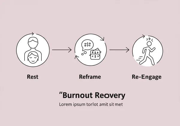Visual representation of the 3 R’s framework for burnout recovery.