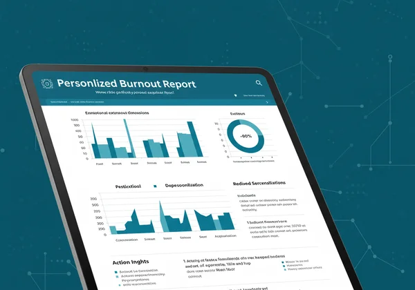 A digital screen displaying a personalized burnout report